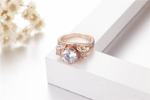 Planet Gates 925 Sterling Silver & Rose gold Lotus flower Rings Wedding Jewelry for Women 4ct Simulated Diamond Ring sz 5-10