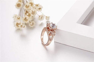 Planet Gates 925 Sterling Silver & Rose gold Lotus flower Rings Wedding Jewelry for Women 4ct Simulated Diamond Ring sz 5-10