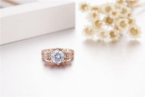 Planet Gates 925 Sterling Silver & Rose gold Lotus flower Rings Wedding Jewelry for Women 4ct Simulated Diamond Ring sz 5-10