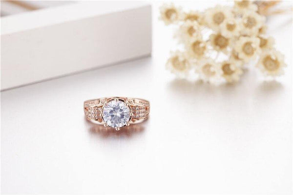 Planet Gates 925 Sterling Silver & Rose gold Lotus flower Rings Wedding Jewelry for Women 4ct Simulated Diamond Ring sz 5-10