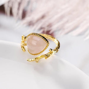 Planet Gates 925 Sterling Silver rose quartz heart ring creative 18KGP silver lovely rings