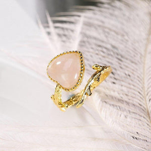 Planet Gates 925 Sterling Silver rose quartz heart ring creative 18KGP silver lovely rings