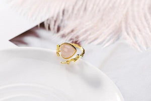 Planet Gates 925 Sterling Silver rose quartz heart ring creative 18KGP silver lovely rings