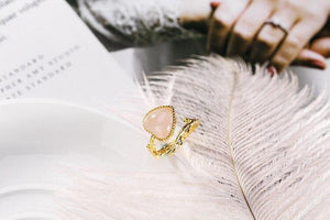 Planet Gates 925 Sterling Silver rose quartz heart ring creative 18KGP silver lovely rings