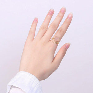 Planet Gates 925 Sterling Silver rose quartz heart ring creative 18KGP silver lovely rings