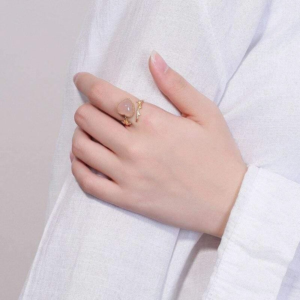 Planet Gates 925 Sterling Silver rose quartz heart ring creative 18KGP silver lovely rings