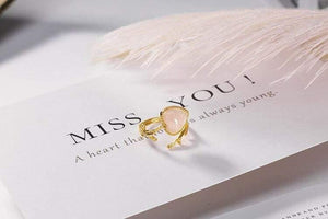 Planet Gates 925 Sterling Silver rose quartz heart ring creative 18KGP silver lovely rings