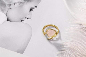 Planet Gates 925 Sterling Silver rose quartz heart ring creative 18KGP silver lovely rings