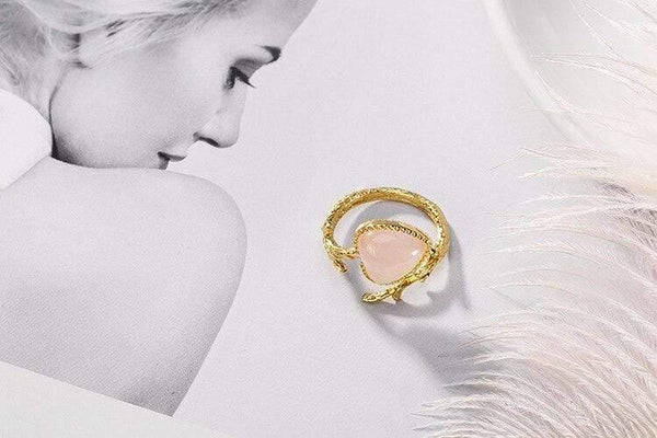 Planet Gates 925 Sterling Silver rose quartz heart ring creative 18KGP silver lovely rings