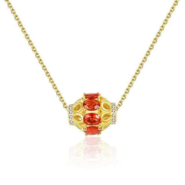 Planet Gates 925 Sterling Silver Ruby Gemstone Diamonds Yellow Gold Pendant Necklace Jewelry Wholesale Drop Shipping