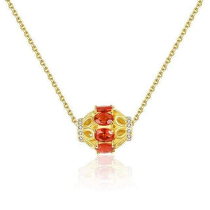 Planet Gates 925 Sterling Silver Ruby Gemstone Diamonds Yellow Gold Pendant Necklace Jewelry Wholesale Drop Shipping