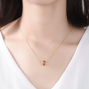 Planet Gates 925 Sterling Silver Ruby Gemstone Diamonds Yellow Gold Pendant Necklace Jewelry Wholesale Drop Shipping