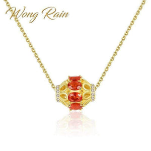Planet Gates 925 Sterling Silver Ruby Gemstone Diamonds Yellow Gold Pendant Necklace Jewelry Wholesale Drop Shipping