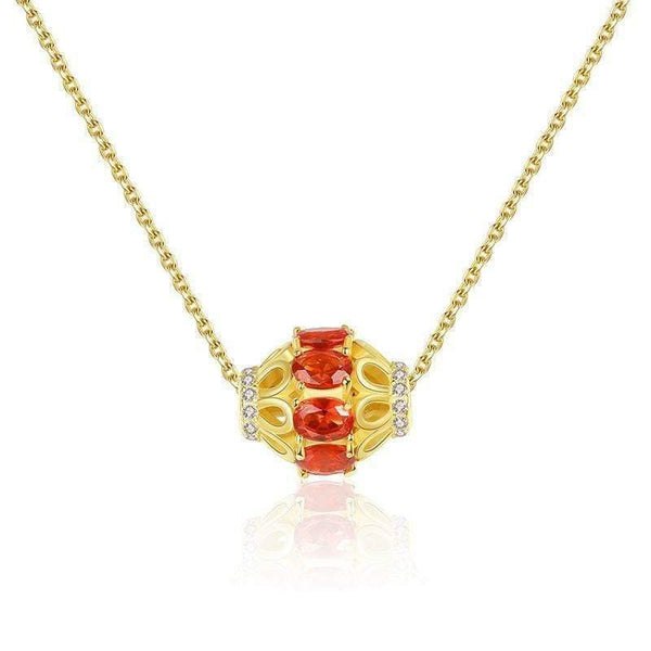 Planet Gates 925 Sterling Silver Ruby Gemstone Diamonds Yellow Gold Pendant Necklace Jewelry Wholesale Drop Shipping