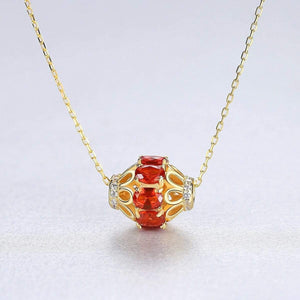Planet Gates 925 Sterling Silver Ruby Gemstone Diamonds Yellow Gold Pendant Necklace Jewelry Wholesale Drop Shipping