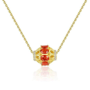 Planet Gates 925 Sterling Silver Ruby Gemstone Diamonds Yellow Gold Pendant Necklace Jewelry Wholesale Drop Shipping