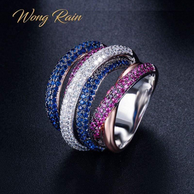 Planet Gates 925 Sterling Silver Ruby Sapphire Gemstone Wedding Engagement Diamonds Party Ring Fine Jewelry Wholesale