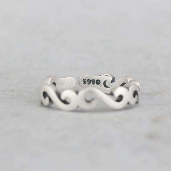 Planet Gates 925 Sterling Silver S Shape Auspicious Clouds Open Rings For Women Classic Chinese Style Elegant Lady Sterling-silver-jewelry