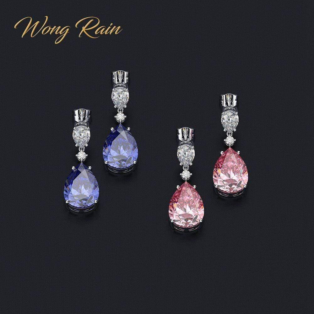 Planet Gates 925 Sterling Silver Sapphire Gemstone Drop Dangle Diamonds Anniversary Earrings Fine Jewelry Gift Wholesale