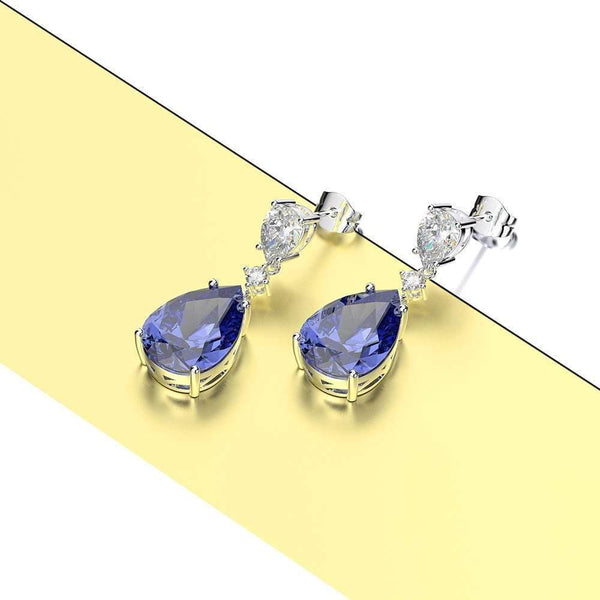 Planet Gates 925 Sterling Silver Sapphire Gemstone Drop Dangle Diamonds Anniversary Earrings Fine Jewelry Gift Wholesale
