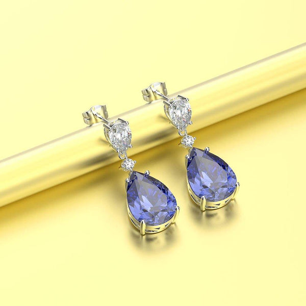 Planet Gates 925 Sterling Silver Sapphire Gemstone Drop Dangle Diamonds Anniversary Earrings Fine Jewelry Gift Wholesale