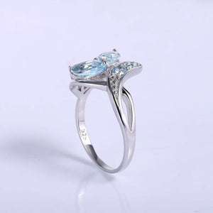 Planet Gates 925 Sterling Silver Sparkling LEAVES SILVER RING 2.4Ct Natural  Sky Blue Topaz Gemstone Ring