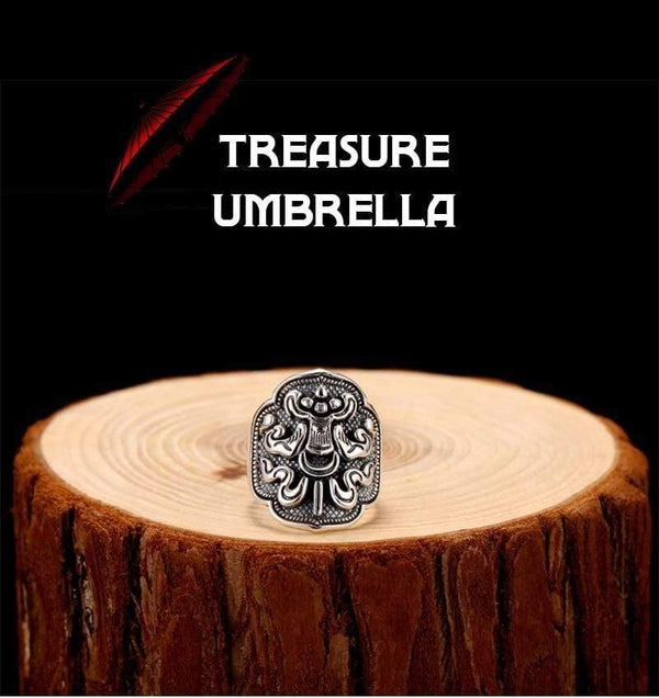 Planet Gates 925 Sterling Silver Treasure Umbrella Ring For Men Women Retro Hip Hop Vintage Party Father’s Day Male Thai Silver Jewelry