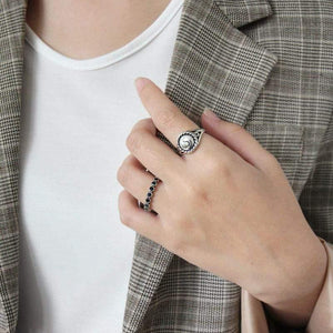 Planet Gates 925 sterling silver vintage letter S rings silver simple wild glossy letter elegant open rings for women fine jewelry