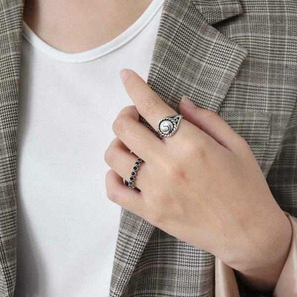 Planet Gates 925 sterling silver vintage letter S rings silver simple wild glossy letter elegant open rings for women fine jewelry