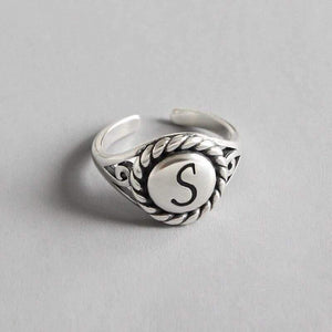 Planet Gates 925 sterling silver vintage letter S rings silver simple wild glossy letter elegant open rings for women fine jewelry