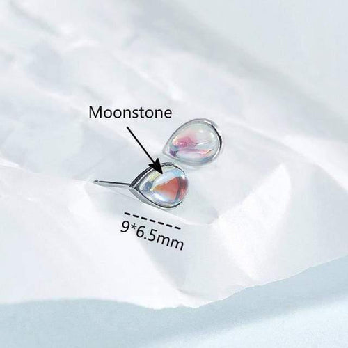Planet Gates 925 Sterling Silver Water Drop Natural Stone Moonstone Stud Earrings For Women Simple Fashion Party Jewelry