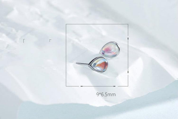 Planet Gates 925 Sterling Silver Water Drop Natural Stone Moonstone Stud Earrings For Women Simple Fashion Party Jewelry