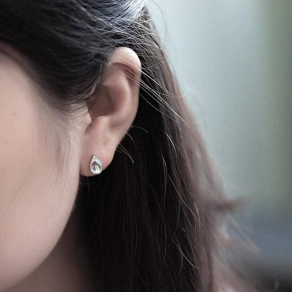 Planet Gates 925 Sterling Silver Water Drop Natural Stone Moonstone Stud Earrings For Women Simple Fashion Party Jewelry