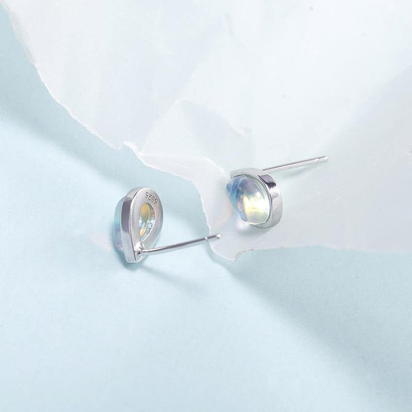 Planet Gates 925 Sterling Silver Water Drop Natural Stone Moonstone Stud Earrings For Women Simple Fashion Party Jewelry