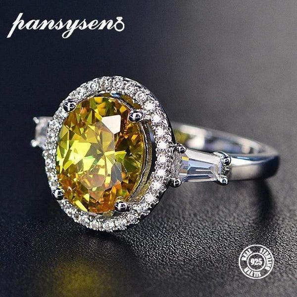 Planet Gates 925 Sterling Silver Wedding Engagement Jewelry Citrine Rings For Women Natural 8x10MM Oval Gemstone Ring Wholesale