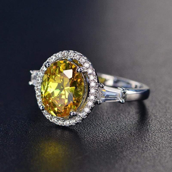 Planet Gates 925 Sterling Silver Wedding Engagement Jewelry Citrine Rings For Women Natural 8x10MM Oval Gemstone Ring Wholesale