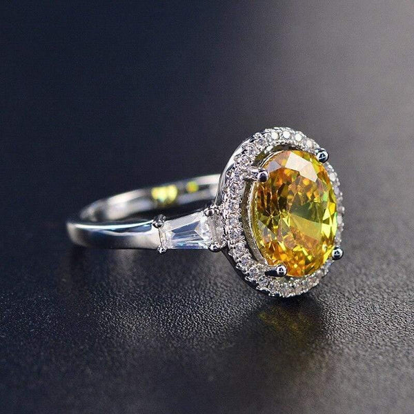 Planet Gates 925 Sterling Silver Wedding Engagement Jewelry Citrine Rings For Women Natural 8x10MM Oval Gemstone Ring Wholesale
