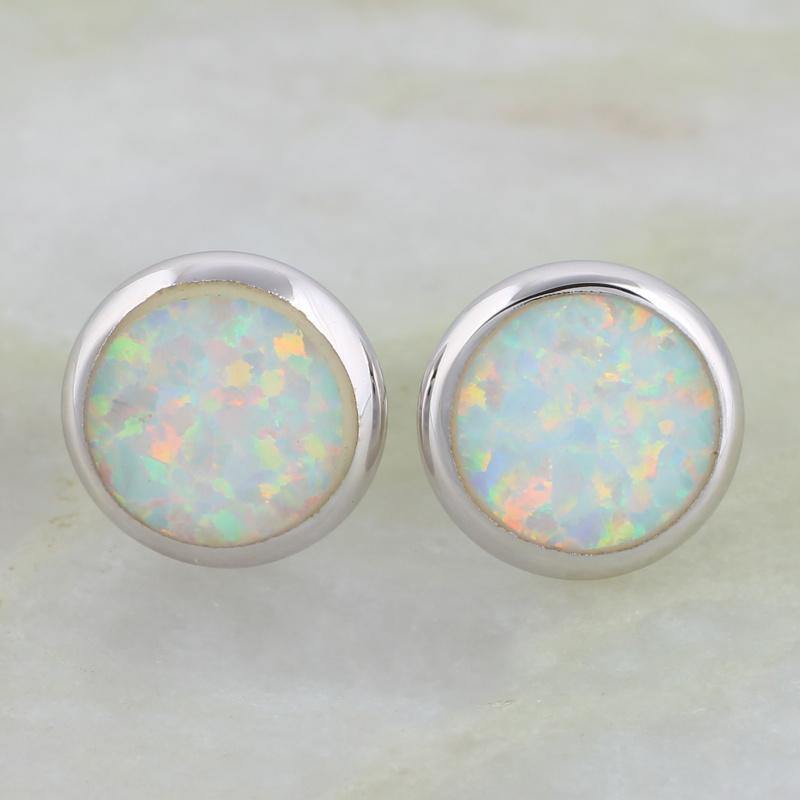 Planet Gates 925 Sterling Silver White Fire Opal Earrings For Women Cute Jewelry E078
