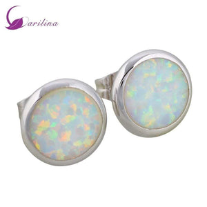 Planet Gates 925 Sterling Silver White Fire Opal Earrings For Women Cute Jewelry E078