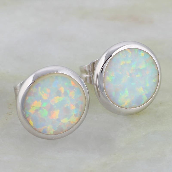 Planet Gates 925 Sterling Silver White Fire Opal Earrings For Women Cute Jewelry E078