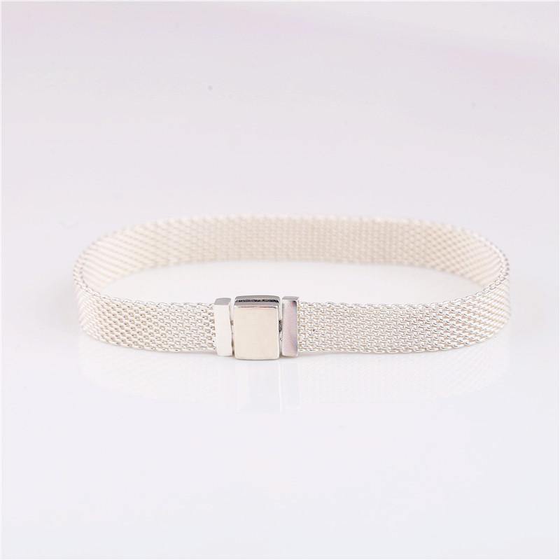 Planet Gates 925 sterling silver woven original reflective shine bracelet Charm clip woven chain female DIY for R series charm