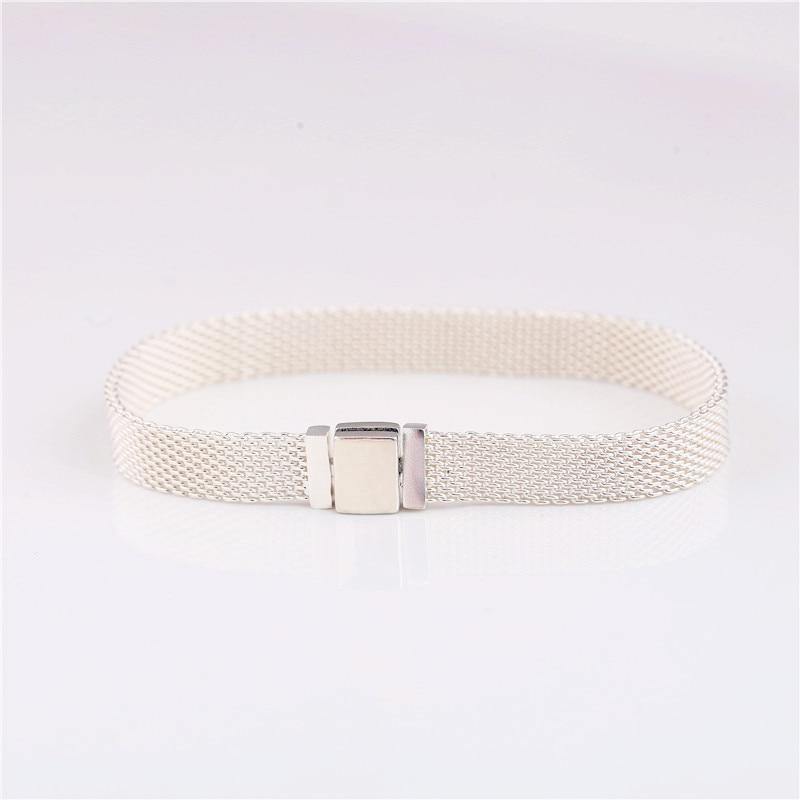 Planet Gates 925 sterling silver woven original reflective shine bracelet Charm clip woven chain female DIY for R series charm