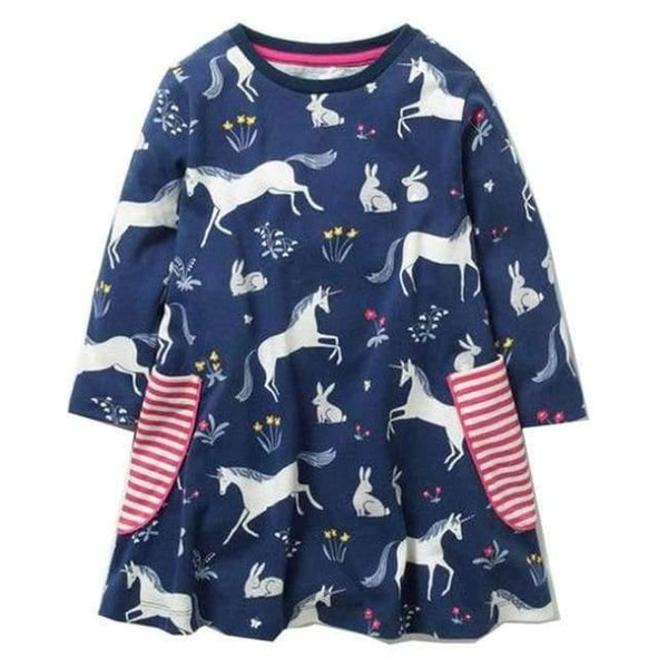 Planet Gates 94 / 2T Girls Dress with Animal Applique Long Sleeve Princess Dress Children Costume Robe Fille Kids Party Dresses Baby Girl Clothes