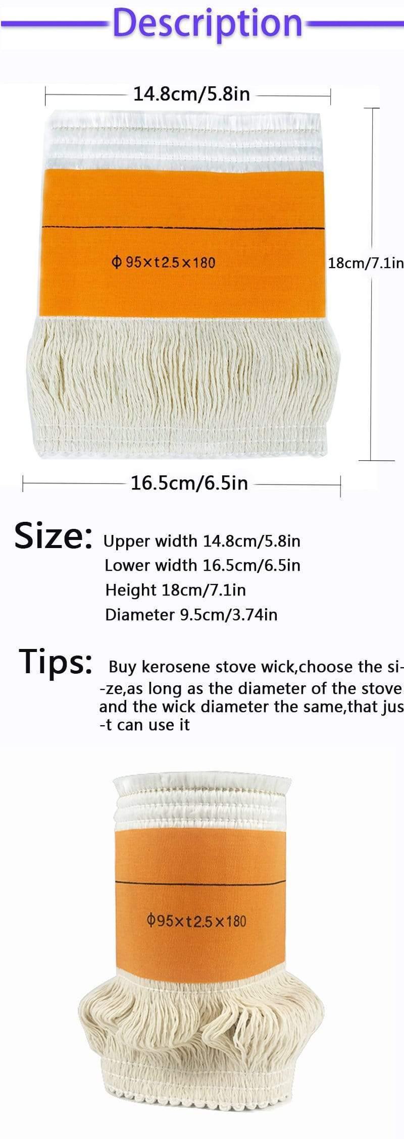 95*t2.5*180mm Kerosene Stove Wicks High Quality Glass Fiber + 100%Cotton Heaters Wick