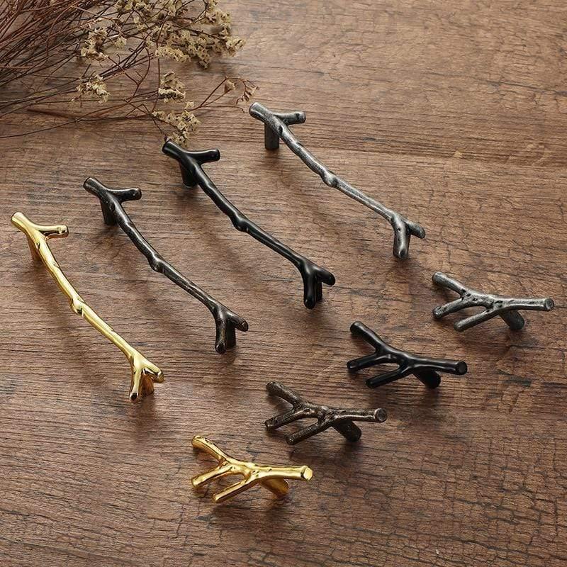 96/128mm Fashion Tree Branch Furniture Handle Drawer Knobs Black Silver Bronze Kitchen Cabinet Handles Door Pulls Hardware