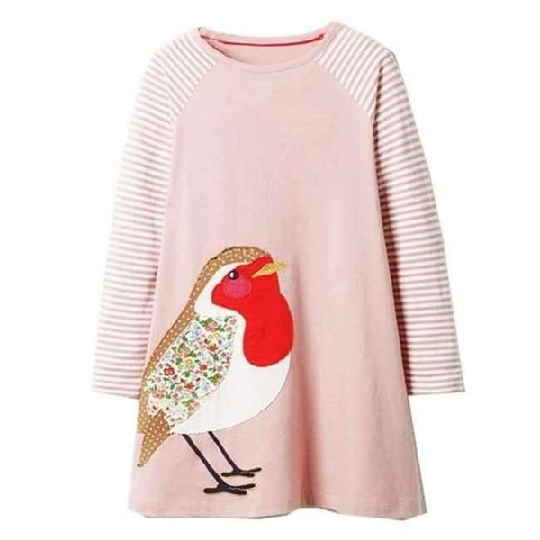 Planet Gates 96 / 2T Girls Dress with Animal Applique Long Sleeve Princess Dress Children Costume Robe Fille Kids Party Dresses Baby Girl Clothes