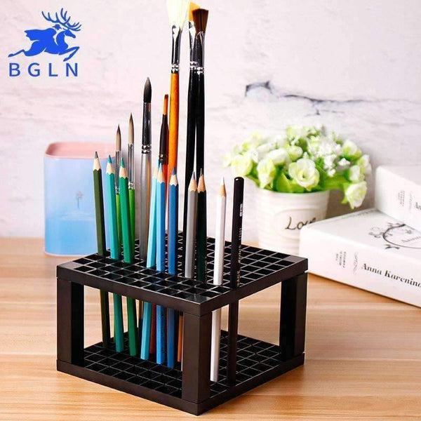 Planet Gates 96 Holes Grey Penholder Painting Brush Pen Holder Rack Display Stand Support Holder Paint Brush For Drawing Art Supplies