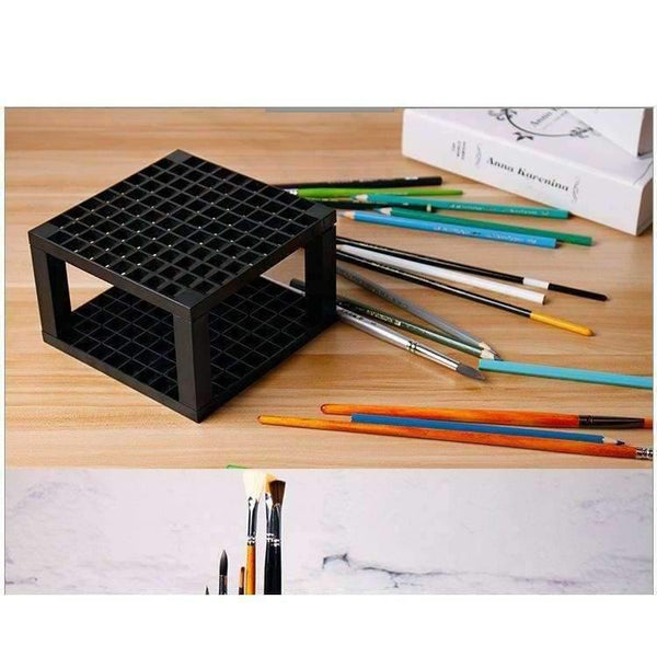 Planet Gates 96 Holes Grey Penholder Painting Brush Pen Holder Rack Display Stand Support Holder Paint Brush For Drawing Art Supplies