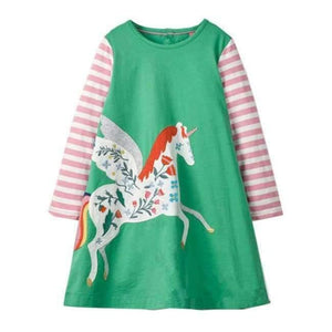 Planet Gates 97 / 2T Girls Dress with Animal Applique Long Sleeve Princess Dress Children Costume Robe Fille Kids Party Dresses Baby Girl Clothes