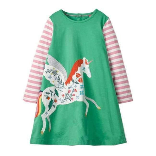 Planet Gates 97 / 2T Girls Dress with Animal Applique Long Sleeve Princess Dress Children Costume Robe Fille Kids Party Dresses Baby Girl Clothes